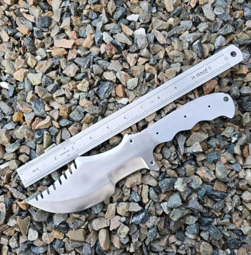 Unique Blades 28 cm Heavy Duty Kohlenstoffstahl Tracker Messer Rohling, Full Tang Survival Klinge für Custom Knife Making, DIY Jagd und Bushcraft Messer Skinning Klinge mit Lederscheide