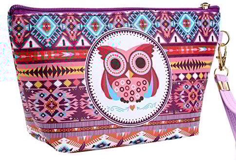 Monbedos Kulturbeutel für Damen mit Eulenmotiv, kleine Kosmetiktasche, wasserdichte Reisetasche, Schminktasche, Handtasche, mehrfarbige Tasche
