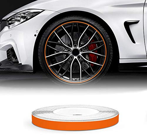 4R Quattroerre.it 10304 Wheel Trim Tiras adhesivas Reflectantes para Llantas de Coche, Naranja, 5 mm x 6 mt