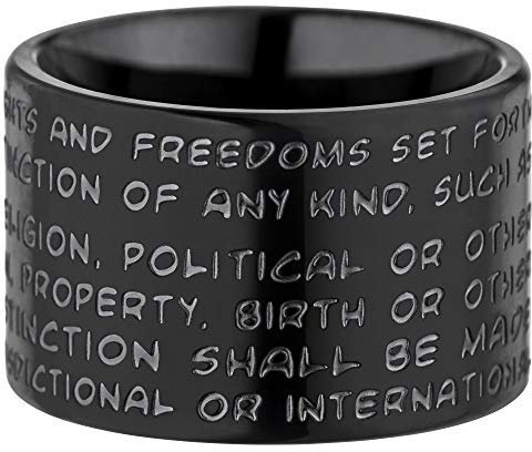 GILARDY GHR-R2BK18 Human Rights Ring R2 Edelstahl Gravur | Schmuck Menschenrechte (Black, 57 (18.1))
