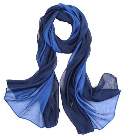 Sawekin Damen Schal Stola Halstuch Sommerschals Farbverlauf Stola Für Abendkleid Festlich Hochzeit Braut Seidenschal/Baumwolle Schal Ganzjährig, Blau, Einheitsgröße