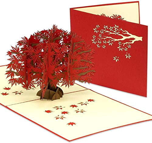LINPopUp®, POP UP cartes arbre, nature, anniversaire, carte de voeux arbre, cartes fête des mères, bon cadeau Japon érable, LIN17629, N362