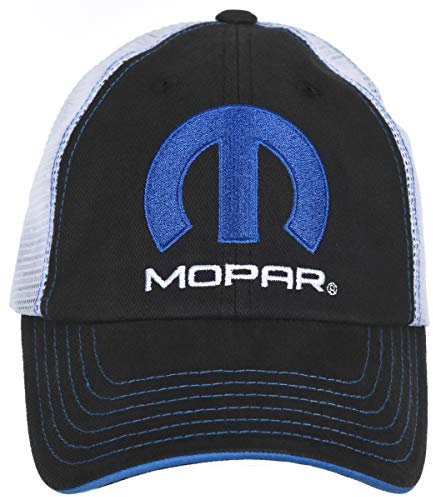 Herren Mopar-Kappe mit karierter Flagge, verstellbar, Schwarz und Weiß, Netzrücken, Trucker-Mütze, Weiss/opulenter Garten, Einheitsgröße