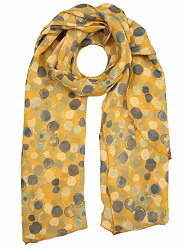 Zwillingsherz Seiden-Tuch im auffälligem Design - Hochwertiger Schal für Damen Mädchen - Halstuch - Umschlagstuch - weicher Schlauchschal für Frühjahr Sommer Herbst Winter - gelb