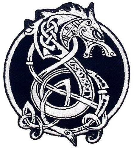 Aufnäher, bestickt, Design: Vikings Berserk Der nordische Monsterwolf der nordischen Mythologie, zum Aufbügeln oder Aufnähen