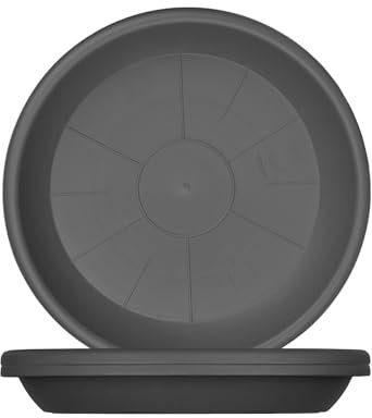 BigDean 3X Blumentopf Untersetzer Ø 24 cm Farbe Anthrazit Kunststoff Blumenuntersetzer Blumentopfuntersetzer passend zu Ø 25 cm Blumentöpfen