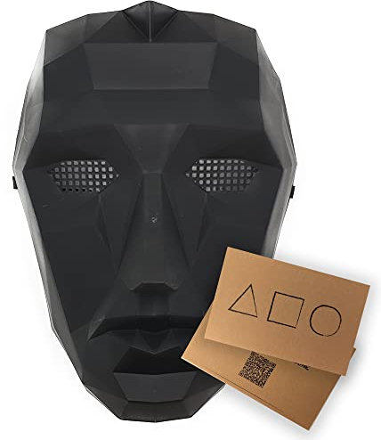 Maschera Halloween Game, Maschera Carnevale, Maschera Nera, Maschere di Carnevale, Game Mask, Cosplay Halloween, Maschera Front Man Cerchio Triangolo Quadrato Bambola (Front man)