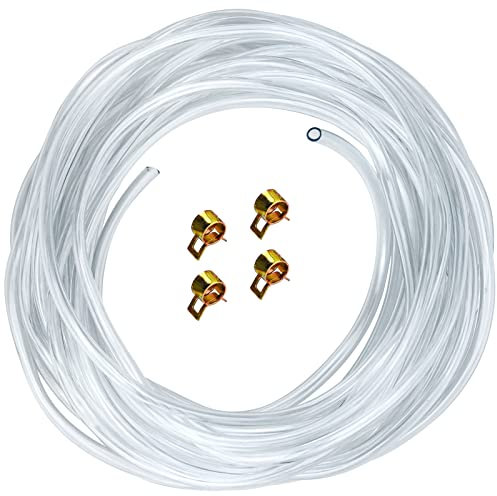 10M Tube PVC Silicone Tuyau Transparent de Pression 4mm ID x 6 mm OD Tuyau d'Oxygène d'Aquarium Tuyau de Carburant avec 4 Colliers de Serrage