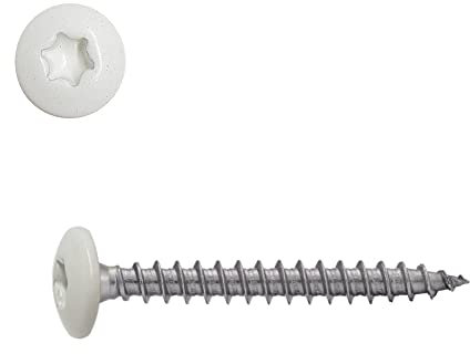 Vis pour penture 6x30 mm RAL 9010 blanc pur Inox A2 par 100