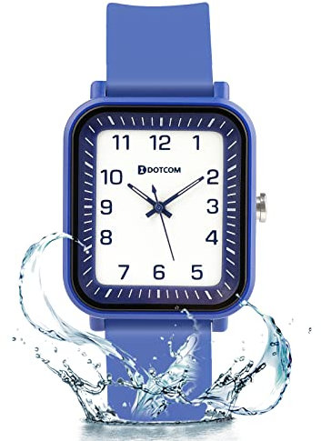 Edillas Kinderuhr Analog für Jungen Mädchen,wasserdichte Armbanduhr Jungen Mädchen Kinder Kleinkind zum Leicht zu lesen Lernen Zeitschule mit Weichem Riemen Lernen Uhren (Blau weiß)