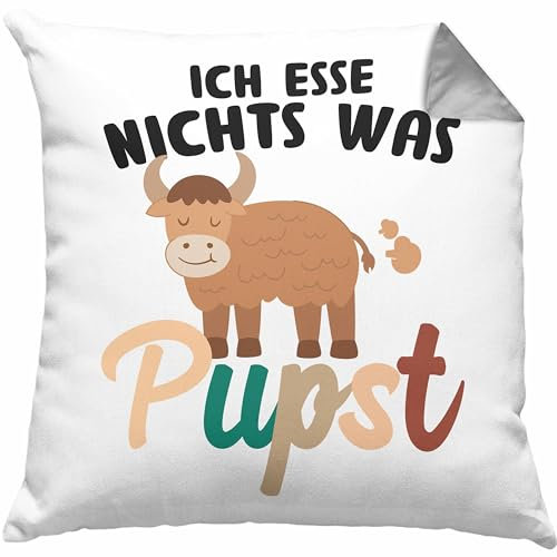 Trendation Veganer Kissen mit Füllung 40x40 Geschenk Friends Not Food Vegan Geschenkidee Lustiger Spruch Vegane Lebensweise Spruch Süß (Grau)