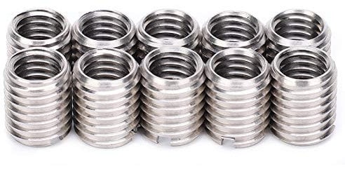 Insertos Roscados M8 M10, 10 Piezas Tuercas Reductoras de Rosca Interior M8 * 1,25 Exterior M10 * 1,5 Tuerca de Inserción de Rosca Inserto de Reparación de Rosca