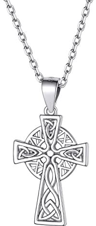 Supcare Kreuz Kette Silber Männer Keltisch Knoten Anhänger mit Kreuz Halskette 925 Silber Damen Kreuzanhänger Christus Kruzifix Kette Kreuz Katholizismus Modeschmuck für Weihnachten
