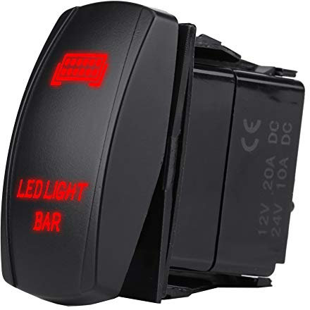 12V 24V Wasserdichter LED-Lichtleisten-Wippschalter, 5-poliger LED-Lichtleisten-Kipp-Wippschalter SPST auf AUS für Auto-Boots-LKW(Rotlicht)