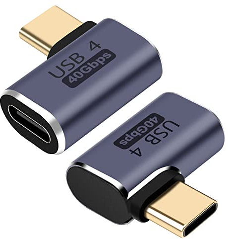 USB C Adapter 40Gbps(2 Stück), USB C Stecker auf Buchse Adapter Rechtwinklig USB 4.0 Typ C Adapter Datenübertragungsstecker Kompatibel für Samsung, MacBook und andere USB-C Geräte
