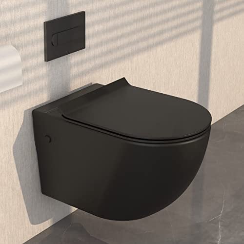 MEJE Céramique de toilette à rinçage nano sceau de toilette suspendue noir