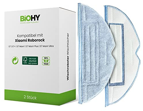 BiOHY Wischtücher Set (2er-Set), Roborock, Wischroboter, Bodenwischer | Passend für S8, S7, S7 Plus, S7 MaxV Ultra und S7 Pro Ultra, Ersatz zum Original, streifenfreie Böden