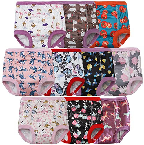 Joyo roy 10 Stück Töpfchen Trainingshose Mädchen Windelhosen Kinder Weich und Bequem Saugfähig Trainerhosen Töpfchentraining Waschbar und Wiederverwendbar Trocken Werden Unterhose 2-6 Jahre