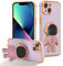 RALEAVO Compatible with iPhone 13 (6.1) Case with Cute Astronaut Kickstand Design Shockproof Plating Phone Case for iPhone 13-Purple