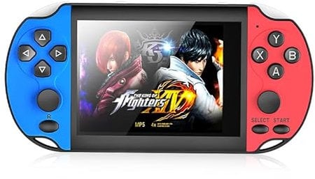 YTFSKFUI handheld game console, 3.5 Inch Screen handheld games consoles Built in 1200+ Games, 3000mAh hand held game consoles, game console Support photos, music and videos(single player+BlueRed)