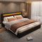 KecDuey Polsterbett 180 x 200 cm,Doppelbett Funktionsbett mit Lattenrost und Stauraum, LED-Beleuchtung, mit Funktion von Aufbewahrung, Schwarz
