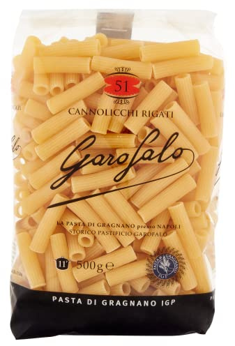 Italian Gourmet Cannolicchi rigati N.51 pasta di semola Napoli IGP 10 x | Formato tubolare scanalato, aus Hartweizen, ideale per sughi densi und, Gesamtnettogewicht 5 kg + Kostenlos Polpa 400g