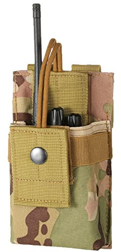 FRTKK Tactical Radio Holder Radio Holster Molle Radio Pouch Universal Radio Case Military Heavy Duty Radio Bag for Police Firefighter Two Ways Walkie Talkies Vest (CP-large)
