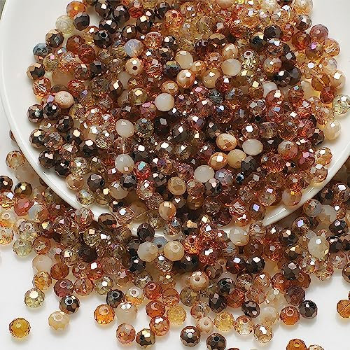 500 perline di vetro sfaccettate piatte da 3 mm, piccole perle sparse, perle di cristallo di perline, gioielli fai da te, collier, collane, gioielli artigianali, marrone