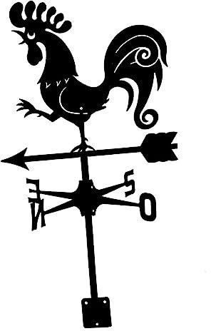 LOVIVER Schwarze Wetterfahne aus Schmiedeeisen, Instrument zur Messung der Windrichtung, Klassische Wetterfahne im Freien für die Dekoration von Bauernhaus,