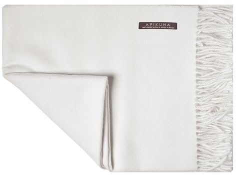Apikuna® Alpaka Wolldecke aus 100% feinster Baby Alpaka Wolle - 180 x 130 cm in Weiß - kuschelig weiche & warme Decke - Sofadecke Alpakadecke Kuscheldecke Alpaka Decke Baby Alpaka Decke
