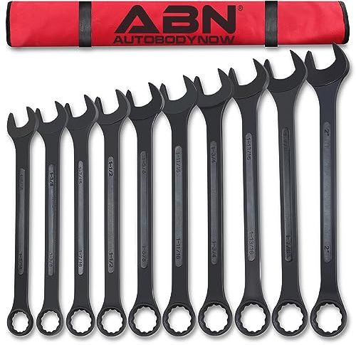 ABN Large Combination Wrench Set SAE 1-5/16 to 2in - Standard 10 Piece Jumbo Open End Wrench Set