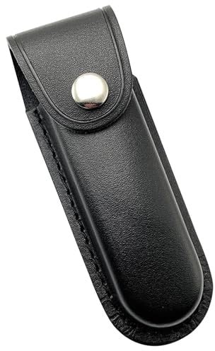 Etui Couteau Cuir,Gaine de Couteau Étui,Gaine de Couteau de Chasse,Gaine Couteau Poche avec Boucle de Ceinture à Fermeture à Pression pour Couteau de Poche Pliant(sans Couteau) (Noir)