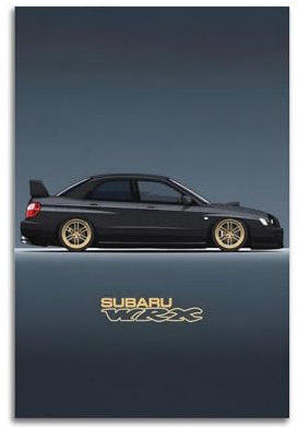 QLLS JDM Auto-Poster für Subaru WRX Sportwagen, Rennwagen, dekorative Leinwand, Familienschlafzimmer, Kunstwerk, Bild, Gemälde, 40 x 60 cm