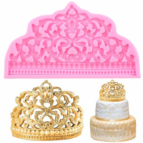 RFGHAC Moule à gâteau en forme de couronne - Tiare - Style baroque - En silicone - Pour décoration de gâteaux, bonbons, chocolat, pâte polymère - Lot de 1