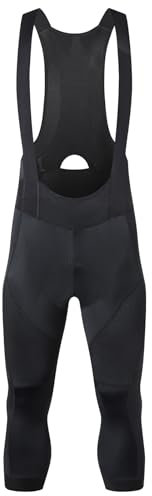 YKYWBIKE Fahrrad-Lätzchen für Herren, 3/4-Fahrrad-Trägerhose, 4D-gepolsterte Fahrradhose für Herren, atmungsaktiv, Mountainbike, 3/4-Hose für Herren, Schwarz, Mittel