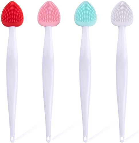 Mxxipp Scrub Lip Exfoliator Brush Silicone Scrubber Exfoliator Tool Double Sided Mini Exfoliating Remove Dead Skin for Dark Lips