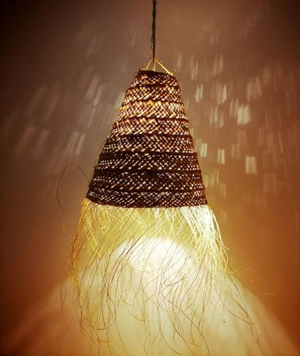 Generico Lustre à Suspension en Paille Artisanale Marocaine: Style Ethnique, Éclairage Naturel et Confortable 2403211005, 2403211001