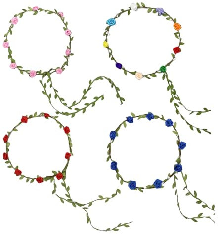 4 Piezas Diadema Corona De Flores, Guirnalda De Mujer, Guirnalda Estilo Boho, Guirnalda De Decoración De Playa Para Niñas, Tocado Floral