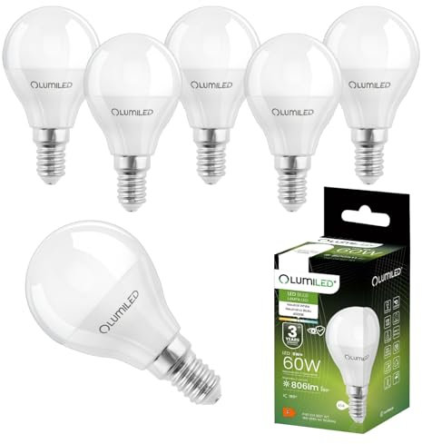 Lumiled LED Lampen E14 P45 8W ersetzt (60W Glühlampe) 6 Stück Set 806lm 4000K neutralweiß 180° Lichtwinkel 230V Glühbirne Birne Leuchtmittel Tropfenform Kugel Energiesparlampe