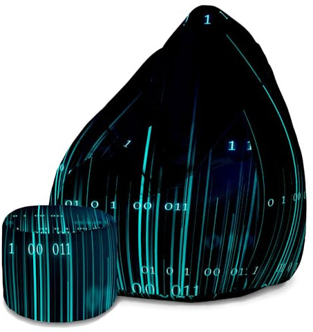 DreamRoots Sitzsack Erwachsene mit Füllung 80x80x120cm - Oxford Stoff 220 gr/m2 Wasserdicht - Sitzsack mit Lehne und Hocker und Bezug - Sitzkissen Boden - Chill Sack