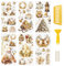 WANDIC 6 Stück Golden Rub On Sticker Weihnachten, Frohe Weihnachten Aufkleber Winter Wasserdichte Aufkleberfür Scrapbook Tagebuch Planer Album,15 * 30cm