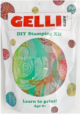 Gelli Arts Stamp Kit with Gel Plate Stamping and Printing Kit, DIY Stamps Set, Stamp Making with 5 X 5 Gel Printing Plate and Printmaking Supplies, Make Your Own Stamps, Monoprinting Set