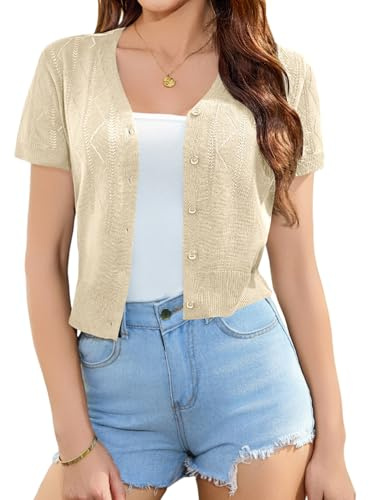 Totatuit Cardigan Donna Maniche Corte Bottoni Bolero Leggera Giacca in Maglia Mezza Manica Elegante Donna Estiva Scollo A V per Abito