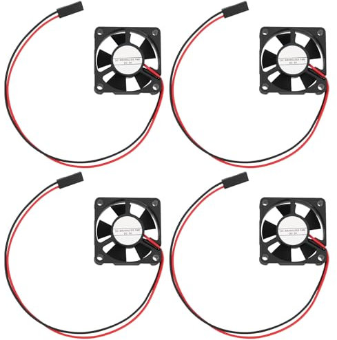 ECSiNG Lot de 4pcs Ventilateurs de Refroidissement DC 5V 35x35x10mm sans Balais Mini Ventilateur à 2 Broches avec Connecteur à 2 Broches pour Ordinateur Modélisme Imprimante Noir