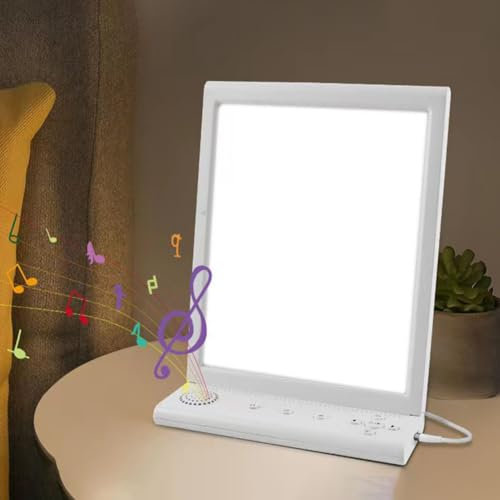 LOGT Tageslichtlampe mit 10 Weißes Rauschen LED Lichttherapielampe 20000 Lux Daylight Lampe Touch Control und Verstellbarer Sonnenlicht Lampe 3 Farbtemperaturen 6 Timer Tageslichtleuchte Simulation