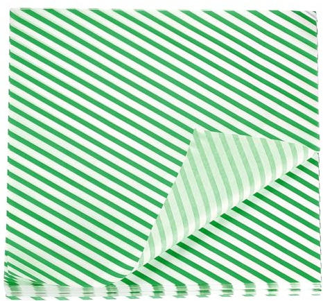 QUARKZMAN 100Pcs Papier Sulfurisé Feuille de Papier Ciré 30cm x 30cm Vert | Feuilles Ciré à Rayures Carrées Emballage Alimentaire Absorbant l'Huile pour Aliments Secs, pour Sandwichs, Pain