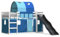 LAPOOH Bunk Bed with Slide and Curtains Blue 90x200 cm,Bunk Bed Frame,Double/Single Bed,Bunk Bed-3284138