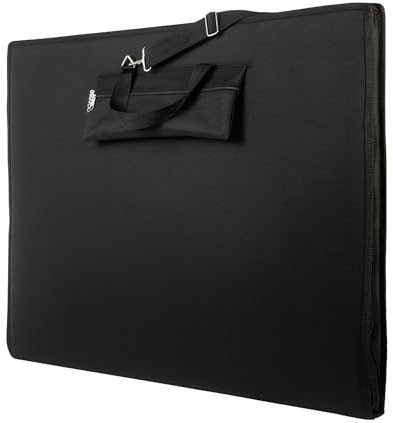 Le'arte artcase Slim DIN A1 - Artist Portfolio case, hardcover Drawing Folder A1, 88x65 cm, Document Transport Bag, Storage Art case, Waterproof Polyester, Large Format, Hard-Cover, Black