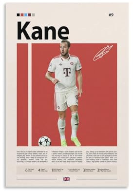 NFDVFHFRQ Harry Kane, signiertes Poster, Leinwand, Poster, Schlafzimmer, Dekoration, Landschaft, Büro, Raumdekoration, Geschenk, 30 x 45 cm