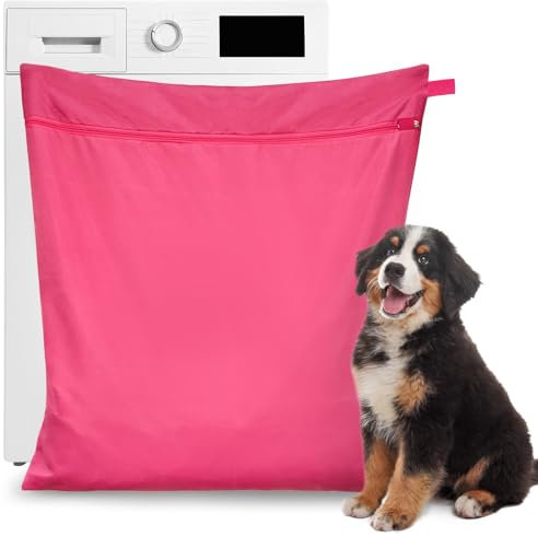 Ancable großer Wäschesack für Haustiere, 70 x 80 cm, Waschbeutel für Hunde/Katze/Kaninchen/Meerschweinchen, verhindert Haarblockierung, Doppelverschluss-Reißverschluss und verstärkte Nähte